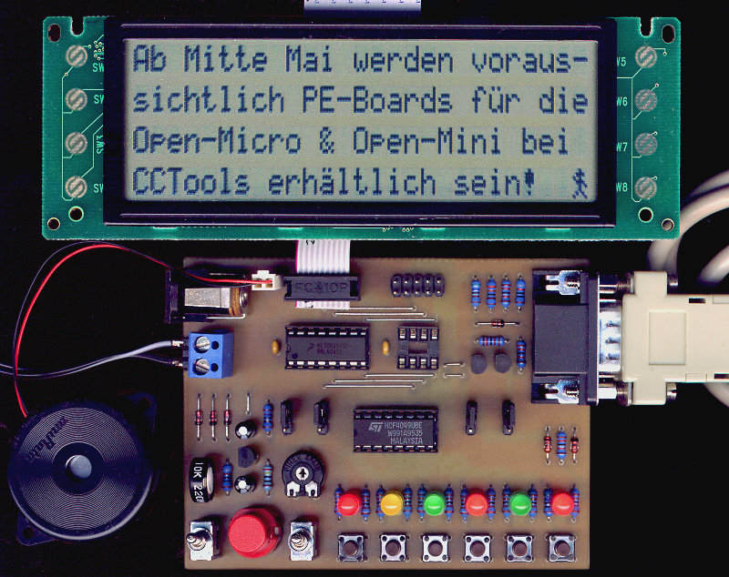 Open-Mini auf einem Prototyp des neuen PE-Boards